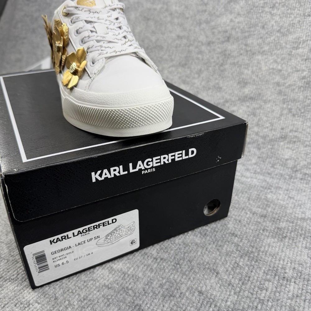 Karl Lagerfeld Paris Size-6.5 Womens Georgia Lace Up Sneaker Leather - Picture 5 of 13